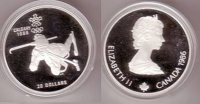20 Dollar Silber Münze Kanada Olympiade Calgary 1988 Biathlon