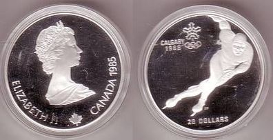 20 Dollar Silber Münze Kanada Olympiade Calgary 1988 Eisschnelllauf