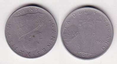 100 Lira Stahl Münze Vatikanstadt 1962