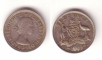 6 Pence Silber Münze Australien 1962