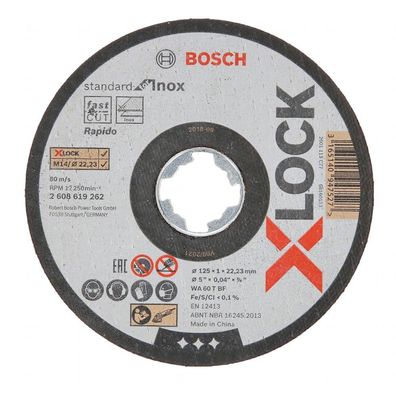 Bosch X-LOCK Trennscheibe 125x1x22,23 mm gerade Standard for Inox 10 Stück