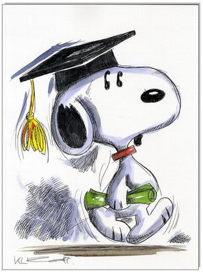 Klausewitz: Original Feder und Aquarell : Peanuts Doc Snoopy/ 24x32 cm
