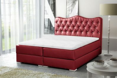 Boxspringbett Schlafzimmerbett SULTAN Kunstleder Rot 200x200cm