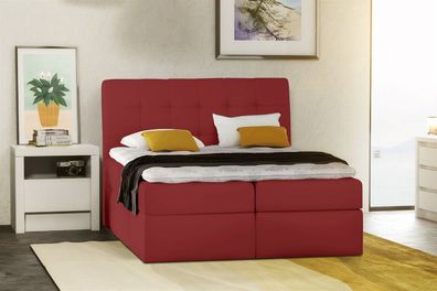 Boxspringbett Schlafzimmerbett TURIN Kunstleder Rot 160x200 cm