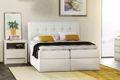 Boxspringbett Schlafzimmerbett TURIN Kunstleder Weiss 140x200 cm