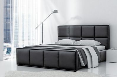 Polsterbett Bett Doppelbett PEPE Kunstleder Schwarz 140x200cm