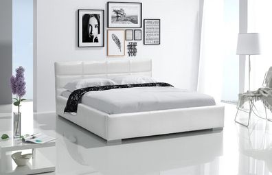 Polsterbett Bett Doppelbett KIAN Kunstleder Weiss 160x200cm