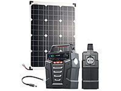 revolt Solar-Generator & Powerbank mit 50-W-Solarzelle & Anschlusskabel, 75Ah