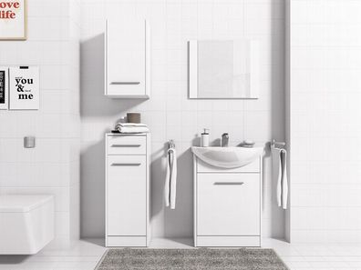 Badmöbel Set 5-Tlg Weiss matt PERM inkl. Waschtisch