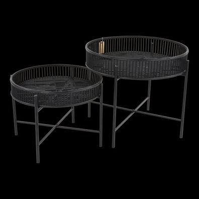 Beistelltisch Tisch Aiko Bambus 2er Set schwarz ø49cm / ø60cm
