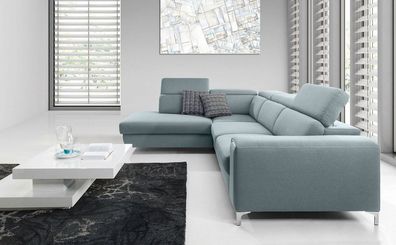 Ecksofa Sofa STELLA XL mit Schlaffunktion Mintgrün Ottomane Links