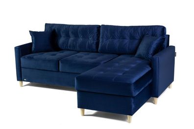 Ecksofa Schlafsofa MOLDE Stoff (FRENCH) Dunkelblau Ottomane Rechts