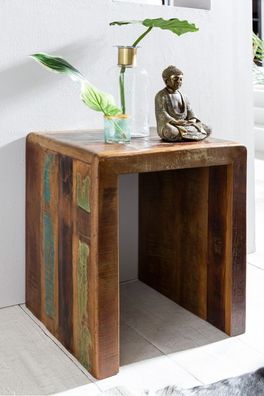 Beistelltisch Nachttisch SURAT 45x40cm Holz Mango Shabby-Chic