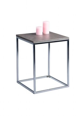 Beistelltisch Tisch SOMA 40x40 cm Dekor Keramikoptik Gestell verchromt