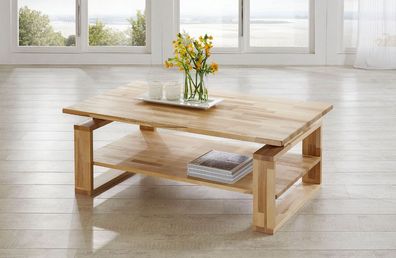 Couchtisch Tisch ALEX Eiche vollmassiv / Echtholz 110 x 70 cm
