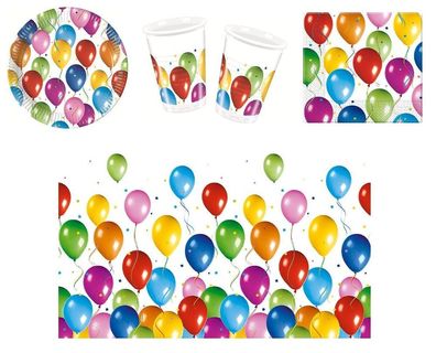 41-tlg. Party Set Balloon Fiesta Teller Becher Servietten Geburtstag Birthday