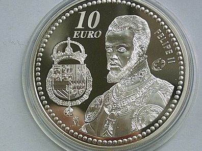 10 euro 2009 PP 27g Silber Spanien Felipe II. Philipp II. in Münzdose