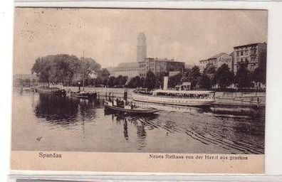 44741 Ak Spandau neues Rathaus von der Havel aus gesehen 1915