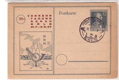 30336 Ganzsachenkarte mit Sonderstempel Verkehrstagung Köln 1947