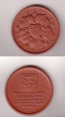 seltene braune DDR Porzellan Medaille Martin Luther Ehrung 1983