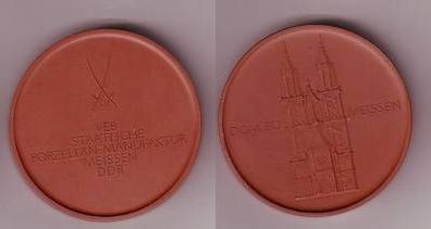 seltene braune DDR Porzellan Medaille Dom zu Meissen