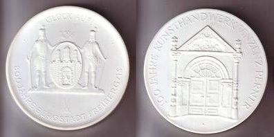 seltene weiße DDR Porzellan Medaille 800 Jahre Bergstadt Freiberg i. Sa.