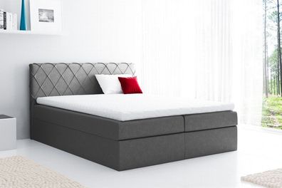 Boxspringbett Schlafzimmerbett GRETA 160x200cm Stoff Anthrazit