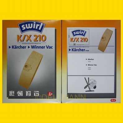 3 Beutel SWIRL K/ X 210 Staubsaugerbeutel K X 210 frei Haus per Warensendung K210