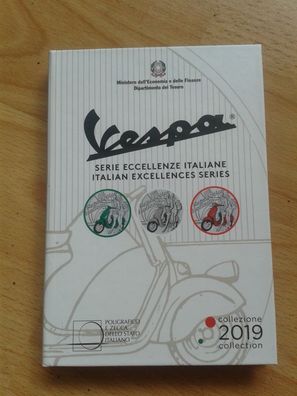 Original Etui für 3 x 5 euro 2019 Italien Vespa grün rot weiss - KEINE Münzen