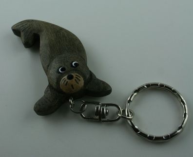 Schlüsselanhänger Seehund aus Holz
