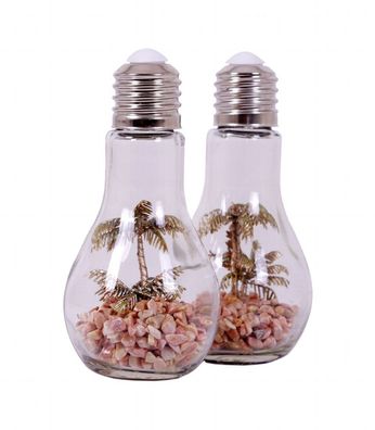 2x LED Deko Glühbirne mit Palme im Glas - Tisch Leuchte Licht Lampe Glühlampe