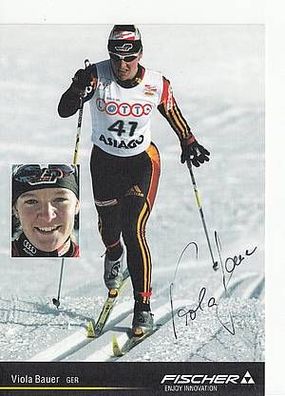 Viola Bauer Autogrammkarte Original Signiert Skilanglauf + A46386