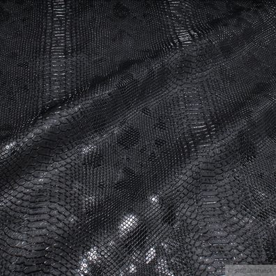 Stoff PVC Kunstleder Krokodil schwarz leicht glänzend