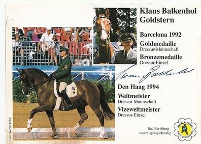 Klaus Balkenhol Autogrammkarte Original Signiert Reitsport + A46472