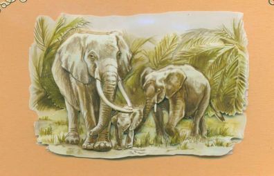 3D Karte Elefanten- Familie