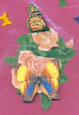 3D Karte Rosen mit Schmetterlingen