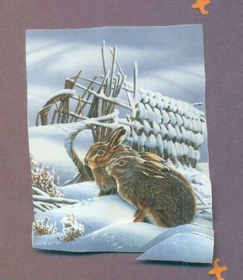 3D Weihnachtskarte Karte Hasen im Schnee
