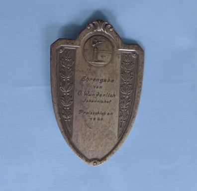 Schützen Plakette Ehrengabe O. Wunderlich Johannishof Preisschießen 1929
