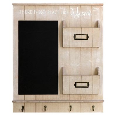 Wandorganizer Memoboard mit Tafel, Schlüsselbrett und Holztaschen