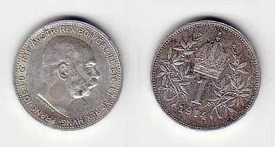 1 Krone Silber Münze Österreich 1914