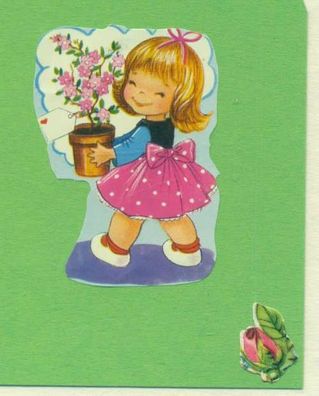 Neutrale Karte Mädchen mit Blumentopf
