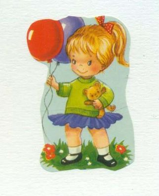 Neutrale Karte Mädchen mit Luftballons