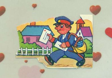 Neutrale Karte mit Herzen ein Postbote