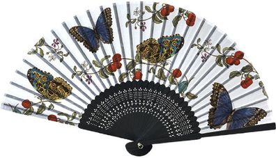 Fächer Schmetterlinge, 21 x 38 cm, Fasching Karneval Accessoire Handfächer Sommer