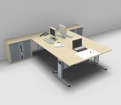 Schreibtisch-Arbeitsplatz GA2 für 3 Personen Doppelschreibtisch Teamarbeitsplatz