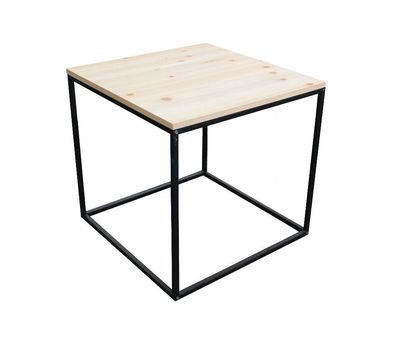 Metall Beistelltisch mit Holz Tischplatte - Deko Sofa Tisch Couchtisch
