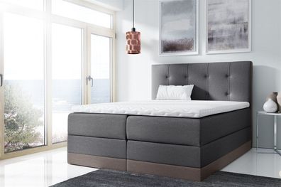 Boxspringbett Schlafzimmerbett BALEA 140x200cm Grau-Braun