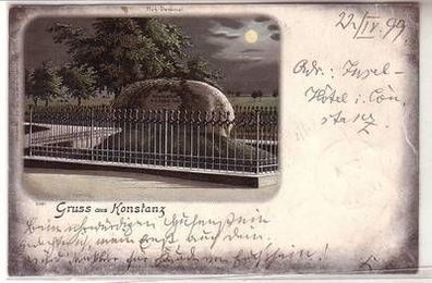 57132 Mondscheinkarte Gruß aus Konstanz Hus Denkmal 1899