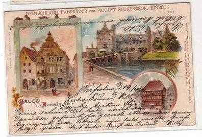 56434 Reklame Ak Lithographie Gruß aus Hameln 1901