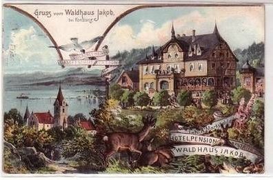 17964 Ak Lithographie Gruß vom Waldhaus Jakob bei Konstanz 1910